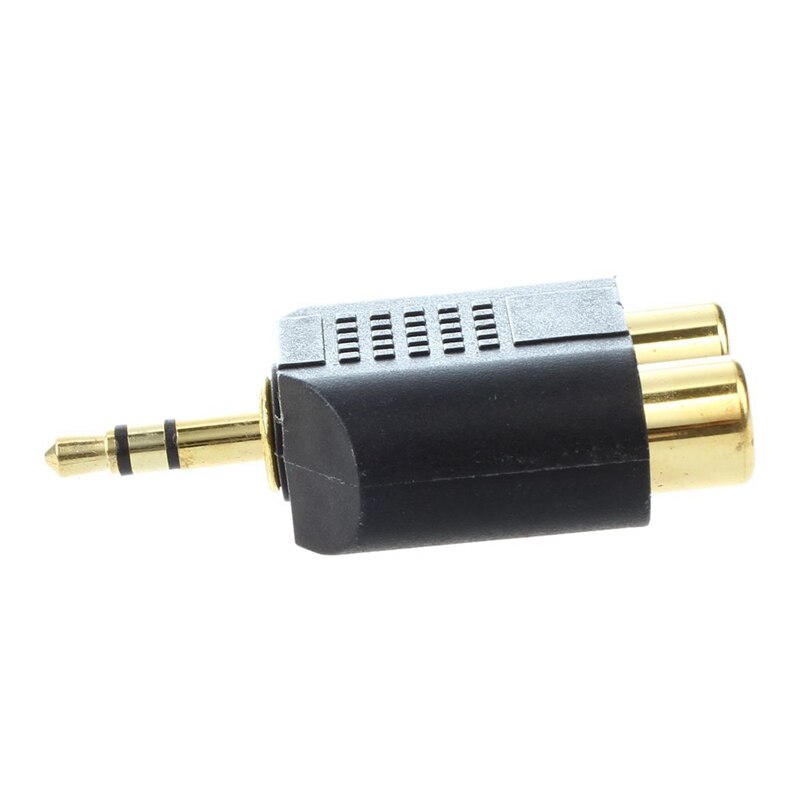 2x RCA Phono Female to 1x 3.5mm Male Jack Audio Adapter