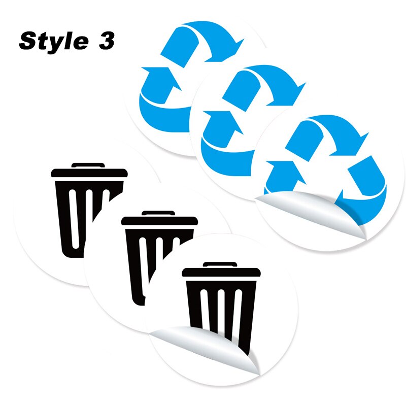 6pc Trash Bin Classification Sticker Home Self-adhesive Is Recyclable Classification Sign Trash Can Decal: Style3