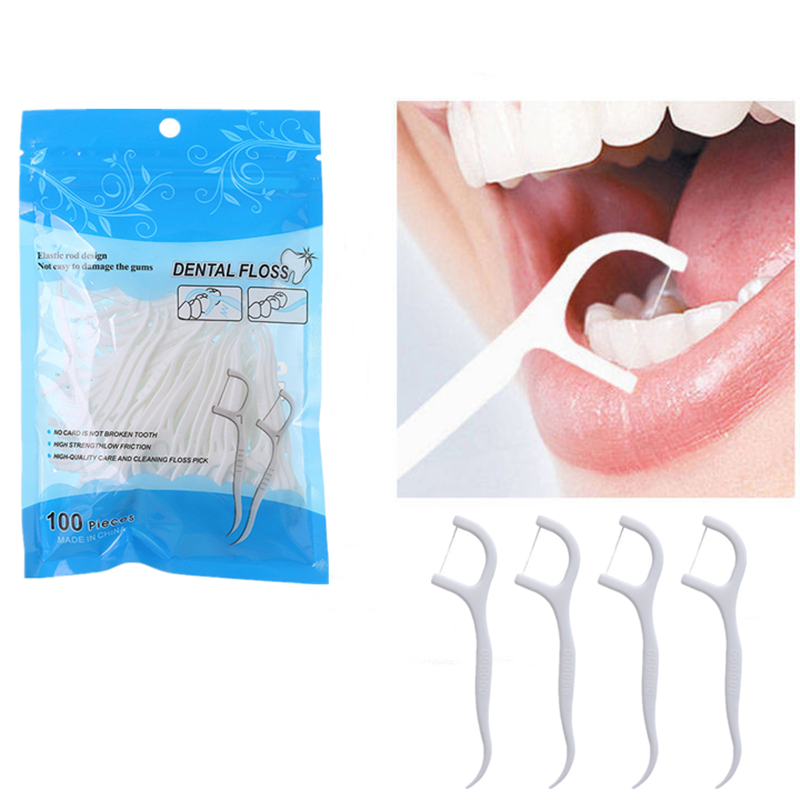50/100 Pcs Bow Shape High Tension Dental Flosser Interdental Cleaning Tool Ultra-fine Flossing Teeth Stick Toothpicks Oral Clean