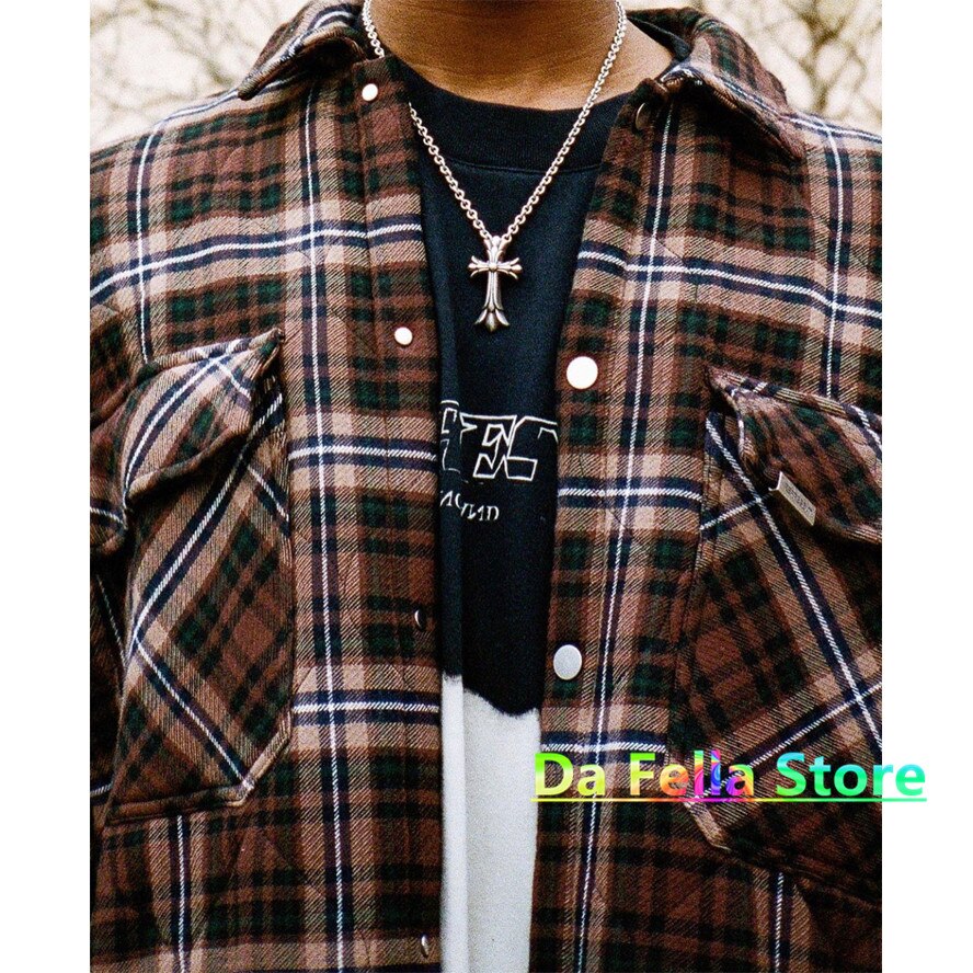 20FW Represent QUILTED OVERSHIRT Men Women Heavy Weight Plaid Fabric Represent Shirt Oversize Fit Blouse