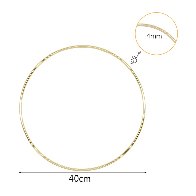 Wedding Decoration Iron Gold Metal Ring Wreath Garland DIY Wreath Bride Flower Dreamcatcher Hoop Supplies: 1pc 40cm metal