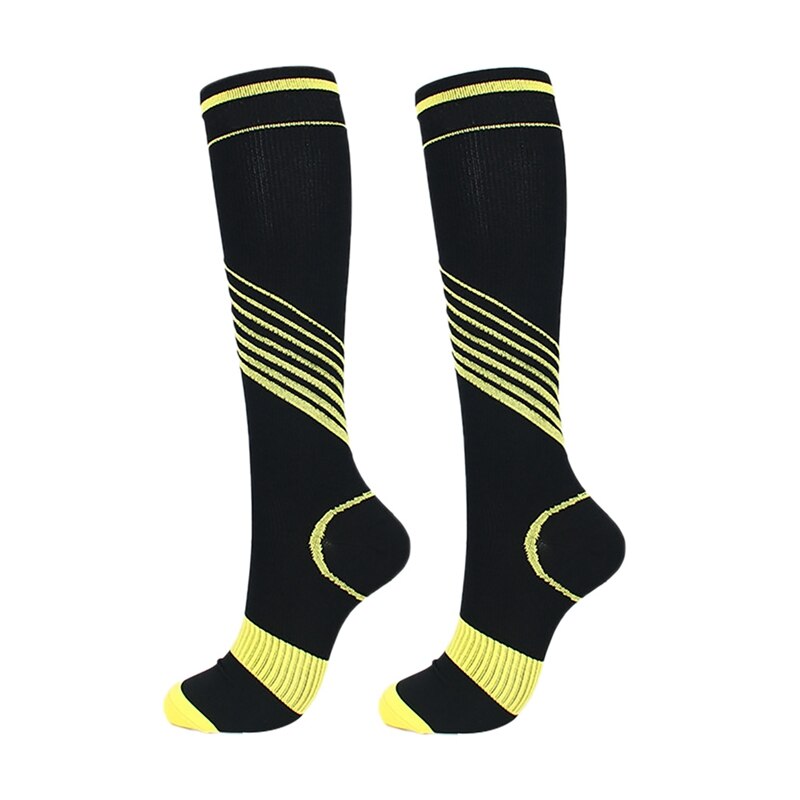 Calcetines de compresión Unisex al aire libre deporte rodilla/largo elástico Color Bar poliéster Nylon medias: Y / L / XL