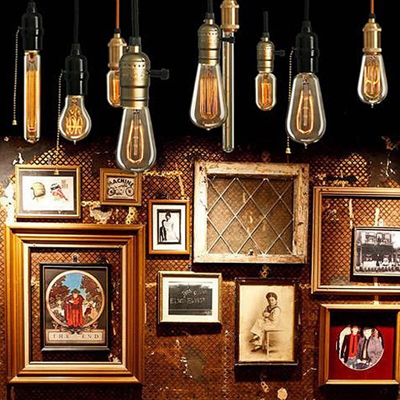 Bombillas Vintage E14 220V ST48 bombillas incandescentes 25W 40W 60W filamento Retro Para lámpara colgante