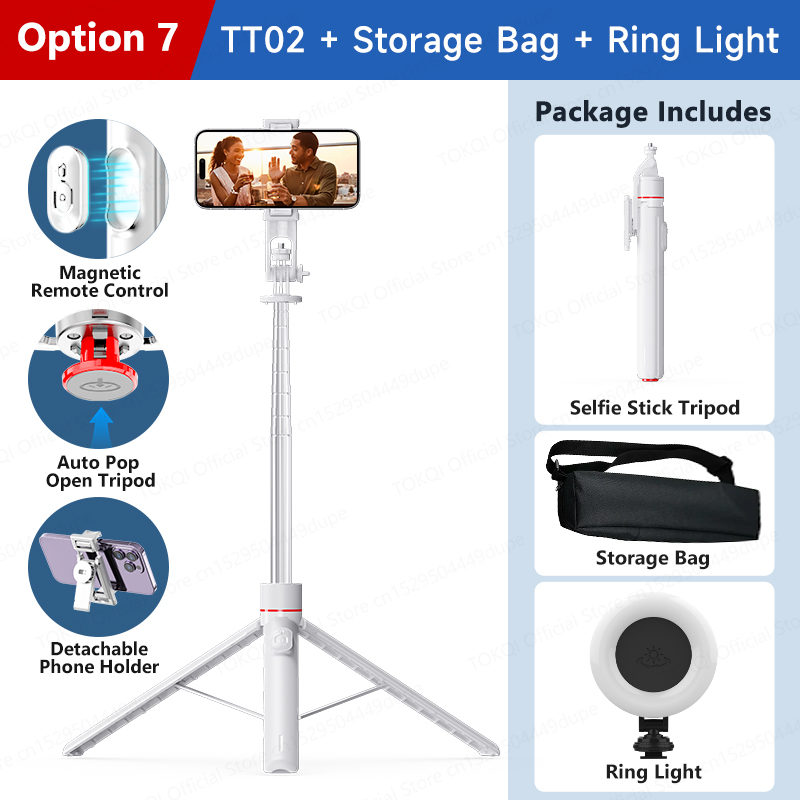 TOKQI TT02/TT03 trípode para palo de Selfie soporte para teléfono móvil trípode emergente automático interfaz de 1/4 'para disparo de cámara de acción de teléfono móvil: Gris claro