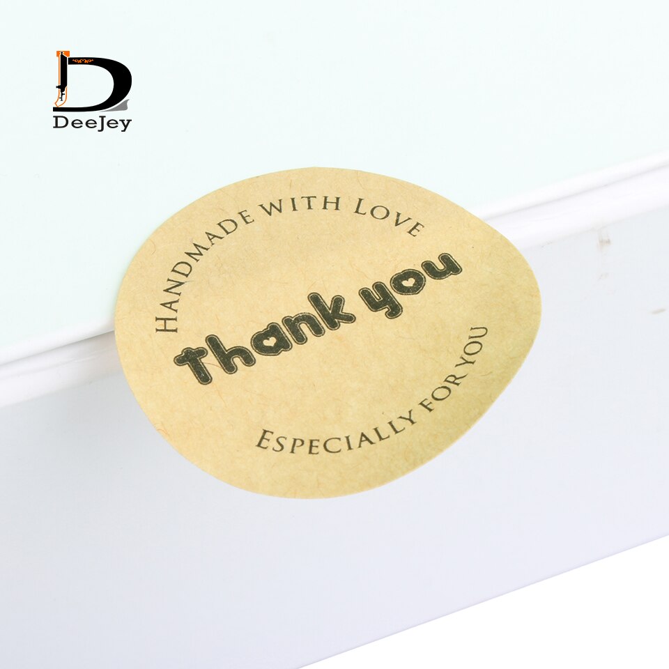 38mm thank you kraft stickers handmade with love sticker seal label cake packaging decoration stickers 150pc lot
