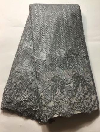 Afrikaanse kant Bloemen Patroon 125 cm breedte stof voor Kleding en Mode verkocht door de 5Yard: Gray