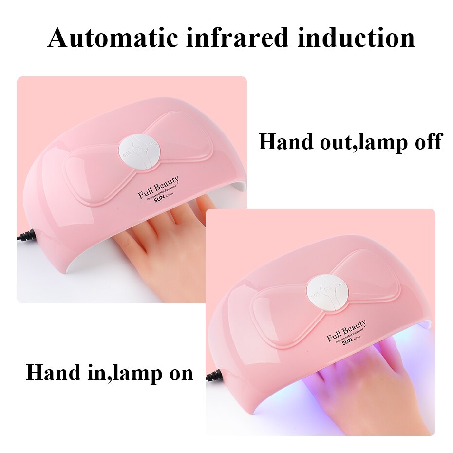 36W Uv Led Nagel Lamp Voor Manicure Roze Boog Gel Nagellak Droger 60/90/120 S auto Sensor Nail Machine Pedicure Tool Nfsun X2plus