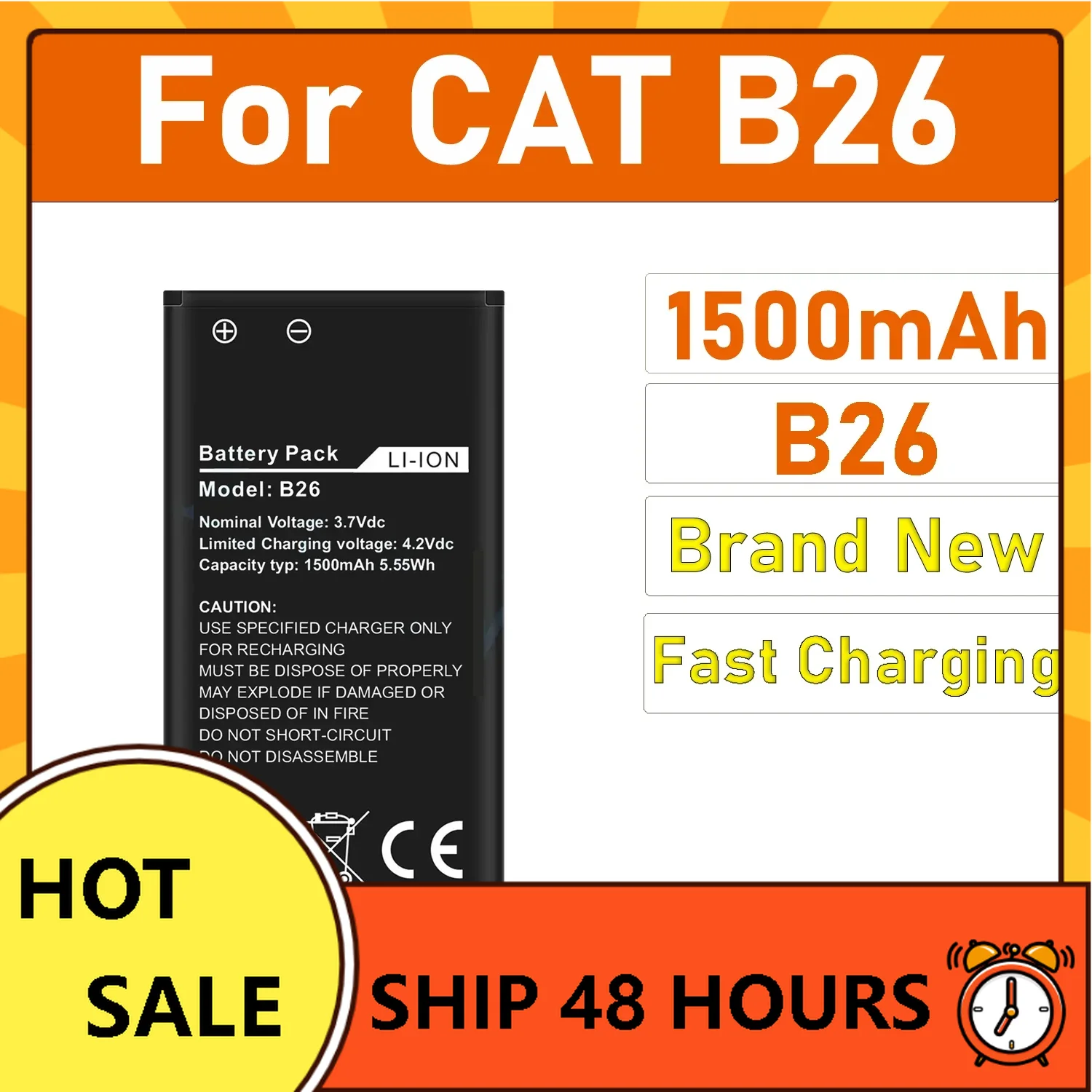 Mobiele Telefoon Batterij - 1500mAh - Compatibel met Caterpillar CAT B26 - Hoge Capaciteit