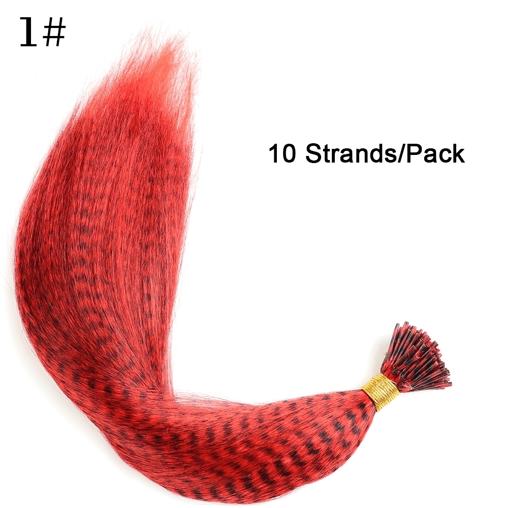 Estensioni dei capelli con piume finte colorate sintetiche I-Consiglio 16 "10 fili/confezione Accessori per parrucche in fibra resistente al calore da donna: Colore Naturale