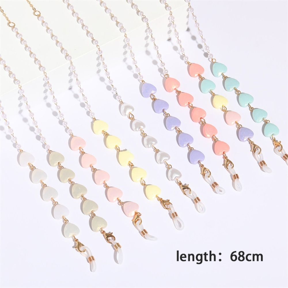 Heart Shape Imitation Pearl Eyeglasses Lanyard Glasses Chain Beaded Chain Reading Spectacles Holder Eyewear Accessories