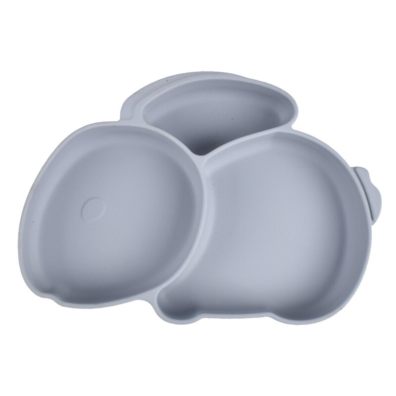 Baby Suction Bowl Divided Dinner Plate Infants Learning Feeding Dish Non-toxic BPA-Free Silicone Solid Color Cute Cartoon: Y18