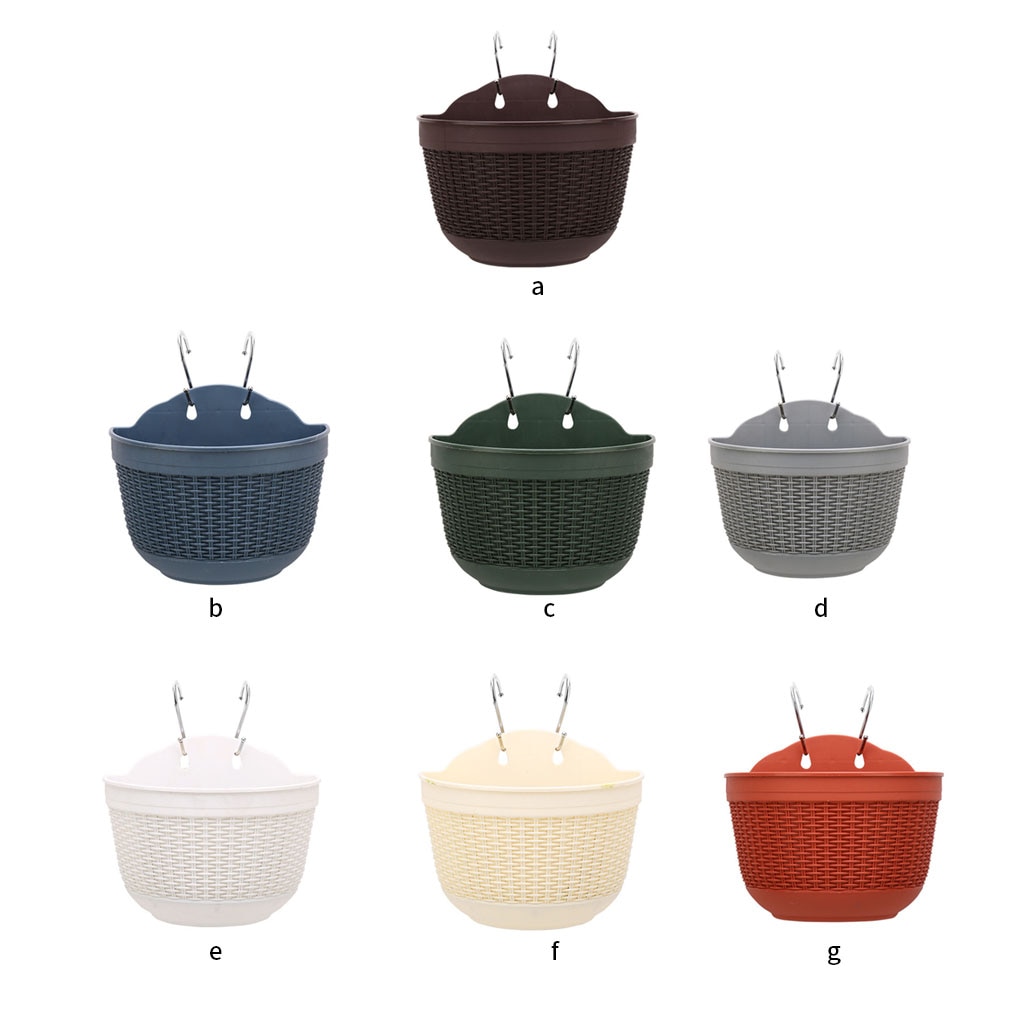 Wandmontage Bloempot Imitatie Rotan Muur Opknoping Bloem Plant Pot Halfronde Hars Hek Mand Voor Balkon Tuin Indoor