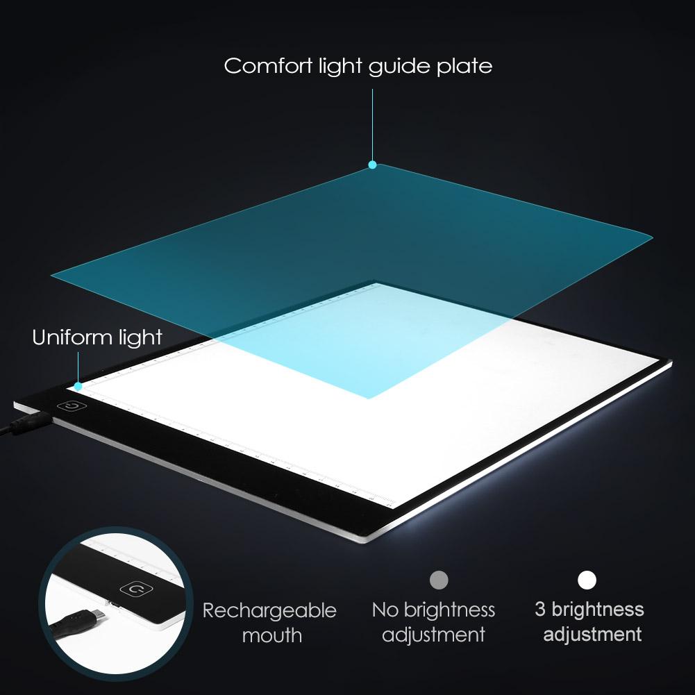 A4 LED Light Box - 33x23cm - USB Powered - Acrylic Drawing Board for Artists