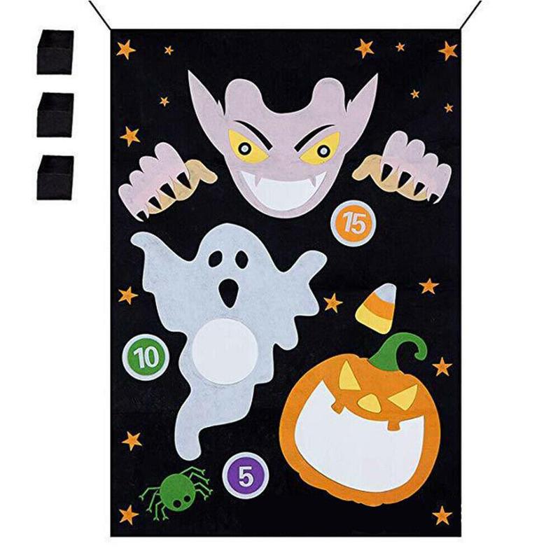 Halloween Outdoor Games 1 Pc Vampire Felt Banner With 3 Pcs Bean Bags Throwing Game Hanging Non-woven Toys