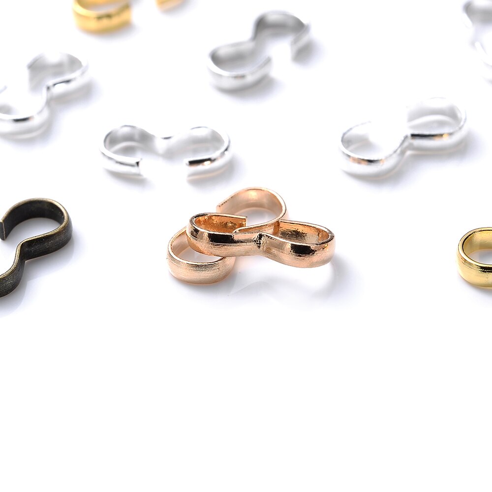 100 unids/lote de conectores de cierre de Metal, hebillas de parada chapadas en oro y plata para la fabricación de joyas DIY, pulsera, collar, accesorios de 4x8mm