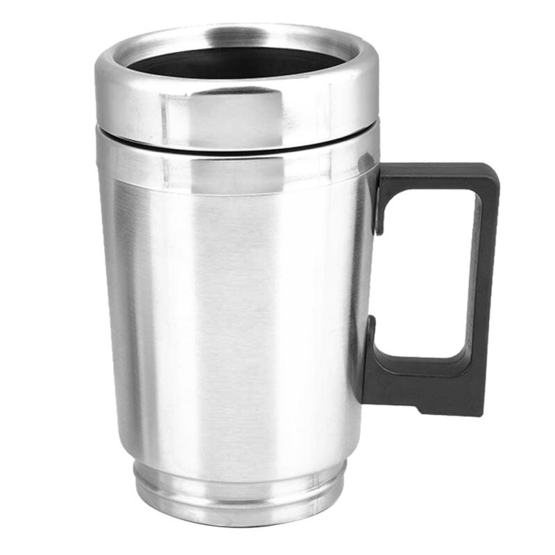 Universal 450ml elektrisk i bilen rustfrit stål rejseopvarmning kop kaffe te bil kop krus til de fleste bil kopholdere 12/24v