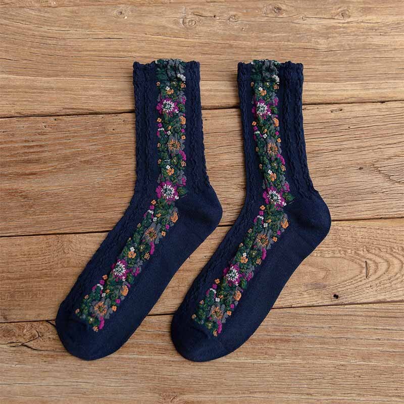 Women Socks Cotton Euramerican National Wind Flowers Autumn and Winter Ladies Socks Warm and Cute: 4