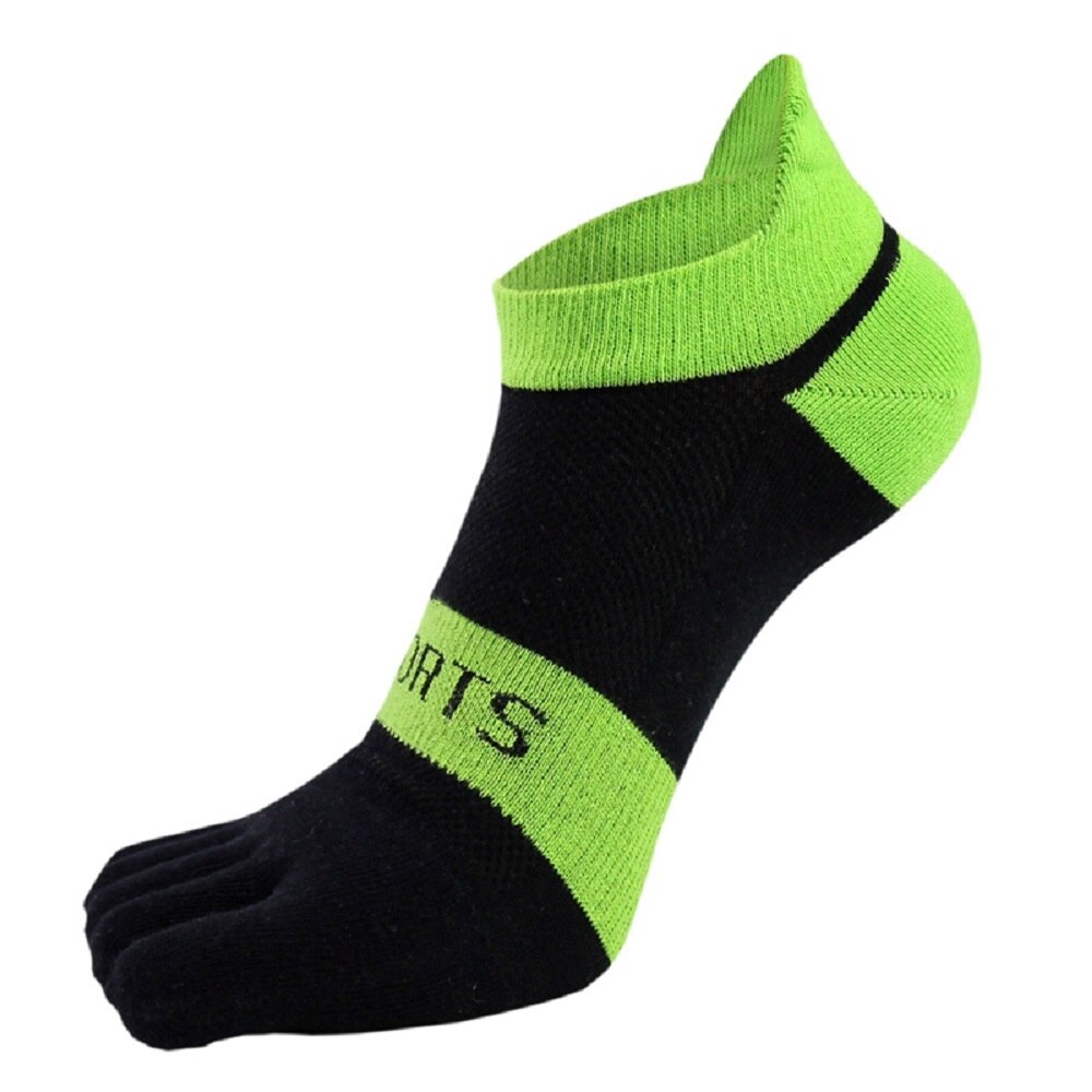 Five Finger Socks Men Pure Cotton Sports Breathable Comfortable Shaping Anti Friction Men's Five Finger Socks: black green