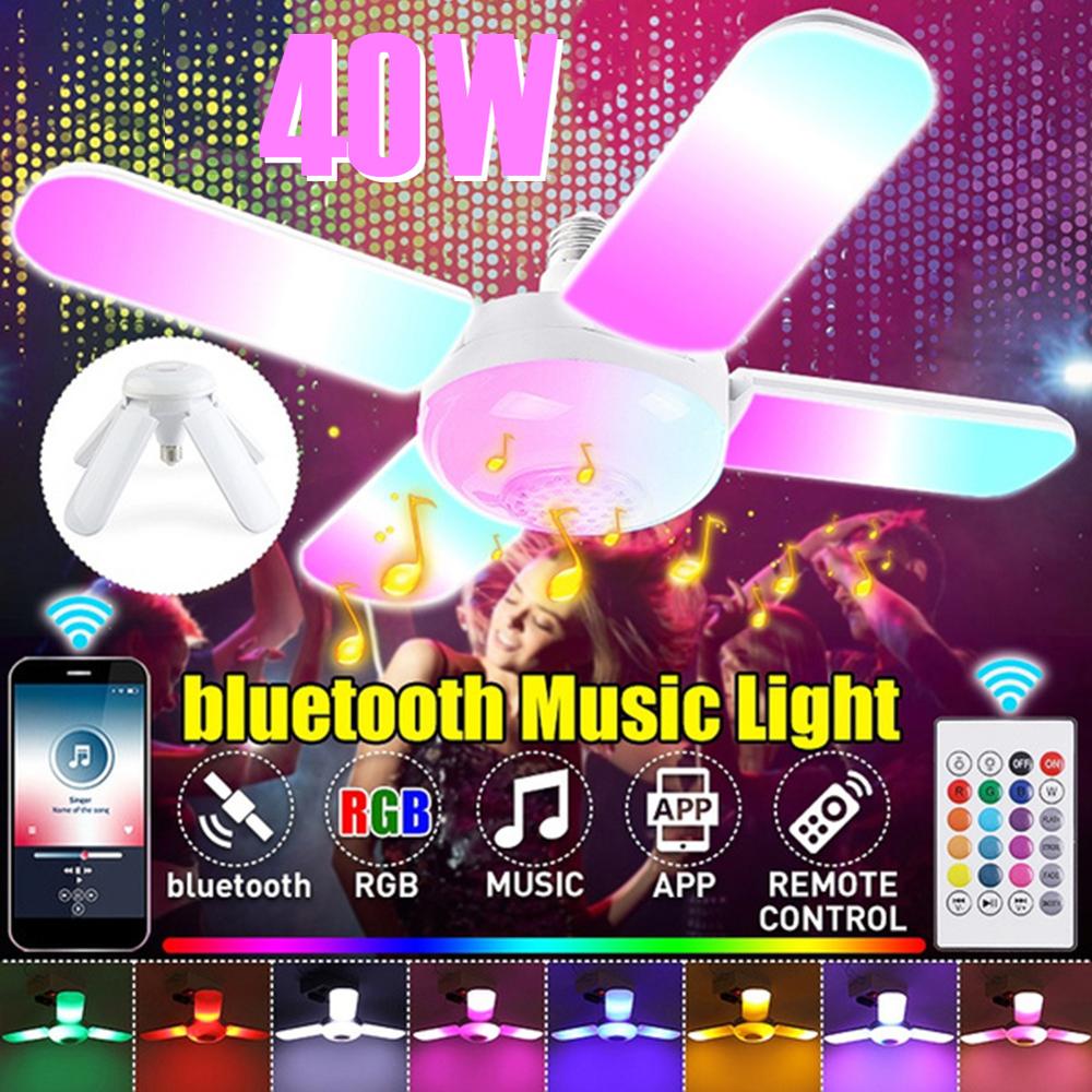 Adjutsable Led Garage Licht E27 Vervormbare Plafondlamp Dimbare Rgb Muziek Lamp Met Bluetooth Speaker, Afstandsbediening