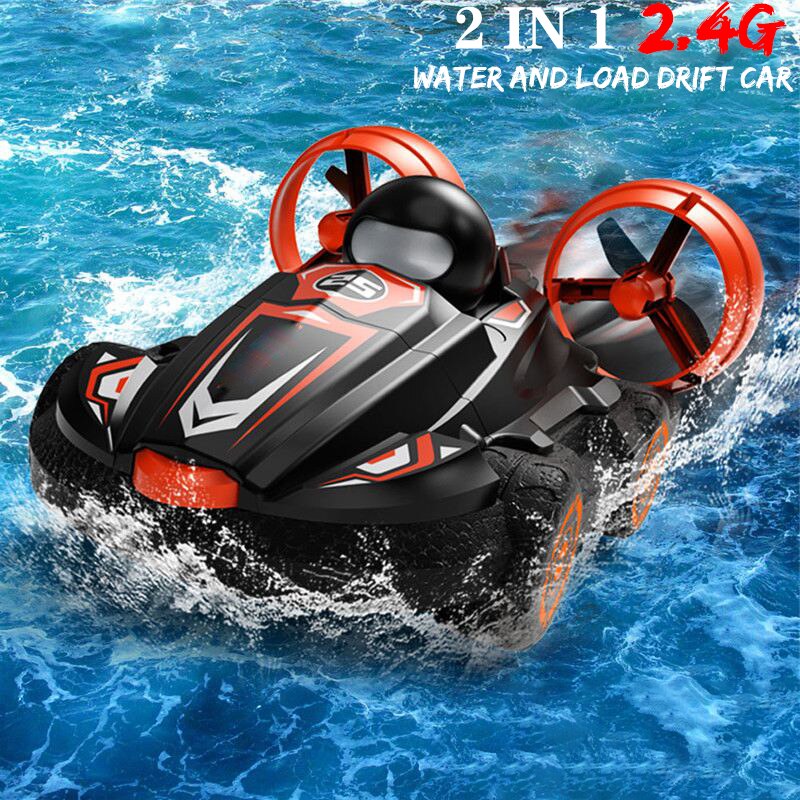 2 IN 1 Q86 RC Amphibious Drift Car Hovercraft Speed Boat Remote Control Stunt Car For Kid Boys Toy