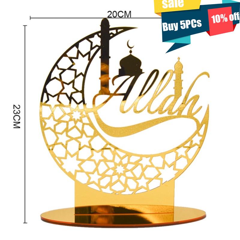 Ramadan dekoration glad eid mubarak islam akryl månestjerne skrivebordspynt hajj islamisk muslimsk festival festdekoration: 4