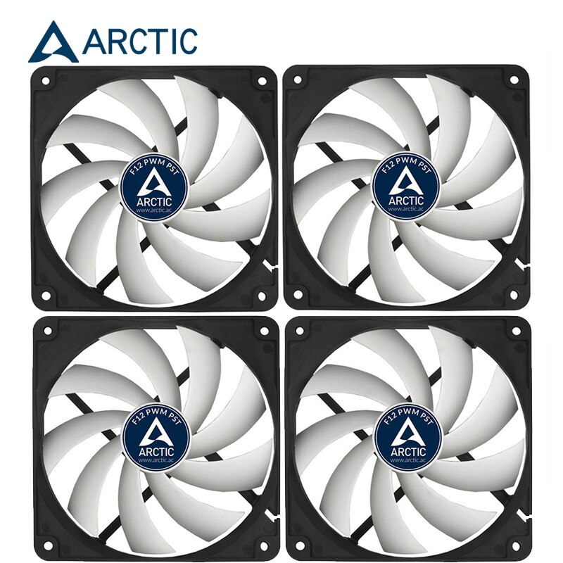 Arctic  f12 pwm pst cpu radiator computer sag 12cm blæser 4 pin pmw temperatur kontrol 120mm cooler master, lydløs: 4 stk