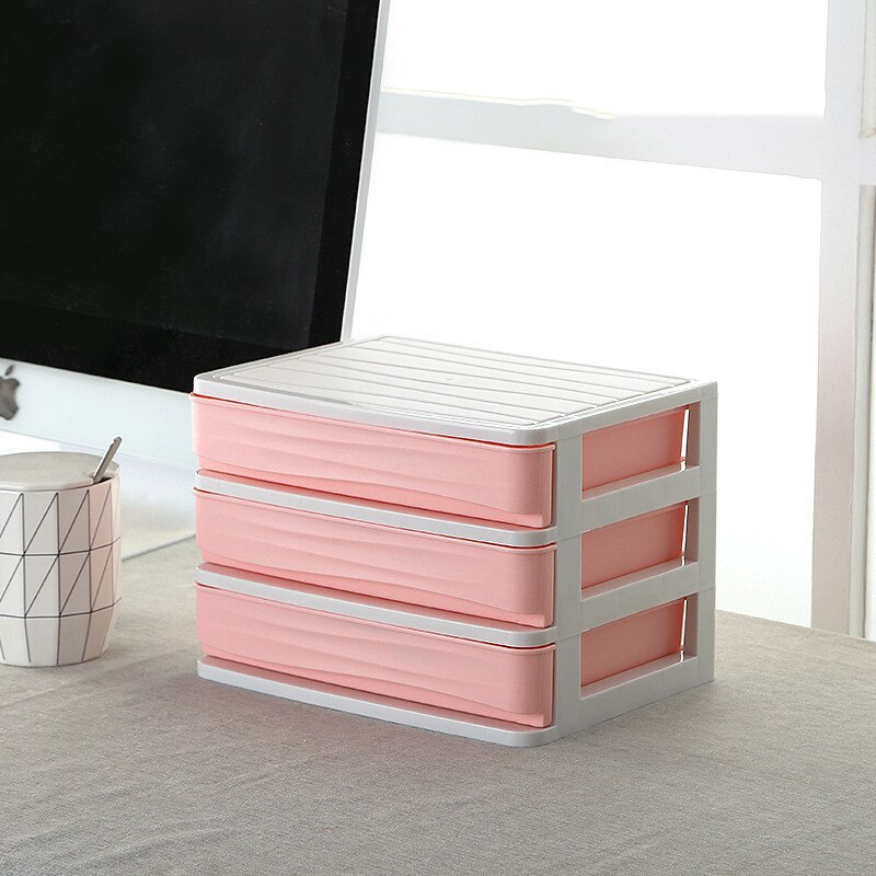 Large Capacity Makeup Organizer Cosmetics Storage Box Four Layer Drawer Jewelry Nail Polish Desktop Sundries Storage Box: Pink 3 Layer