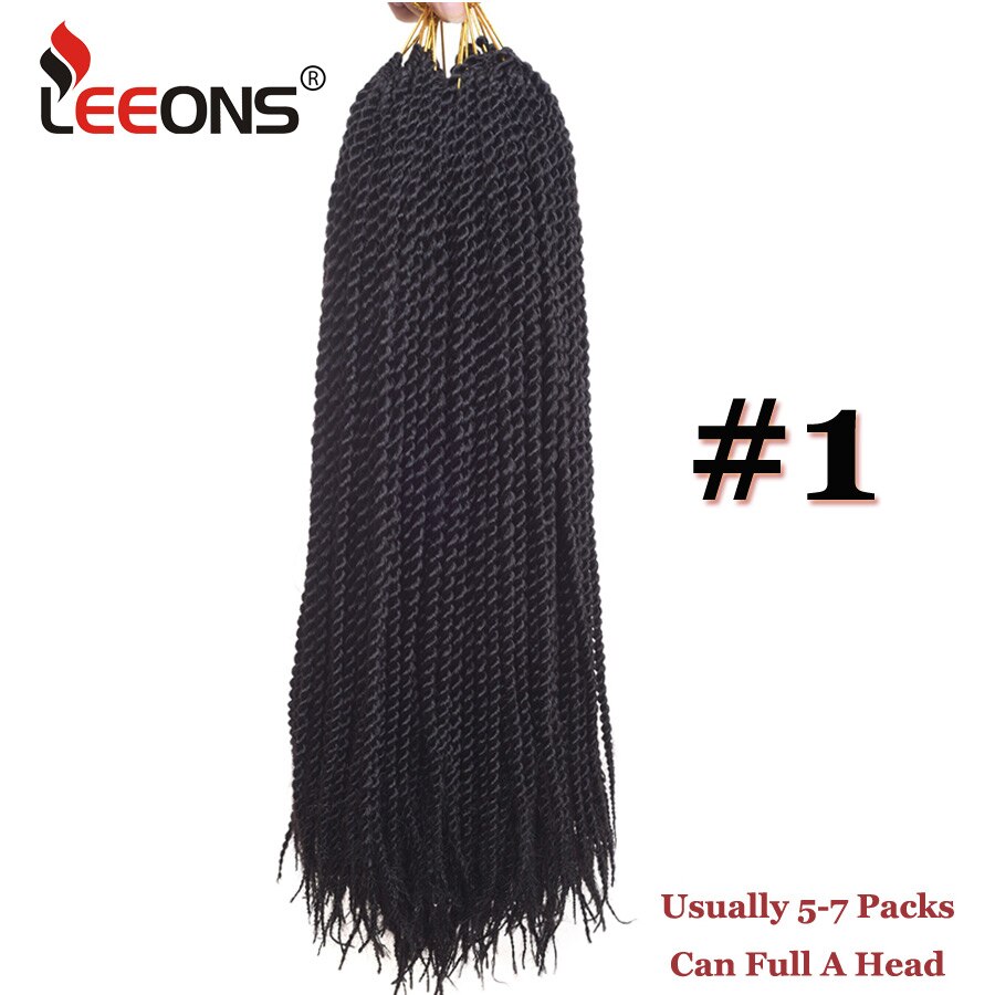 Leeons Small Senegalese Twist Braids 18 inch 30 Roots Synthetic Crochet Hair Extensions Ombre Braiding Hair 15 Colors Available: #1