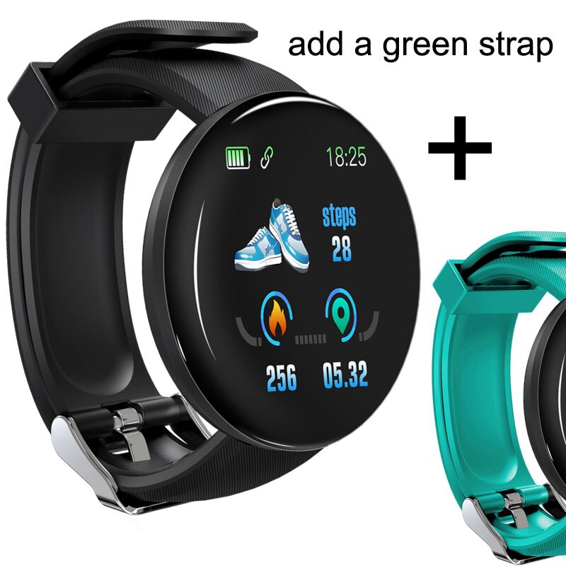 Sport Smart Horloge Mannen Smartwatch Vrouwen Slimme Horloge Bloeddruk Heart Monitor Waterdichte Smartwatch Horloge Top Digitale Horloge: Add a green strap