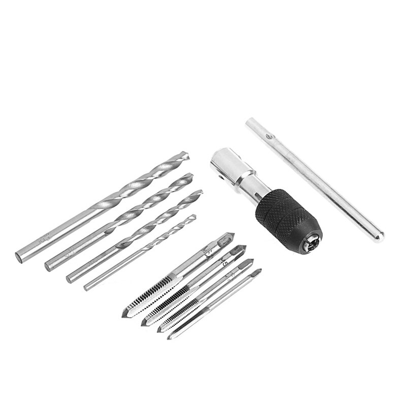 Hand Tap Set Screw Thread Taps + T- Wrench Reamer + M3-M6 Twist Drill Bits