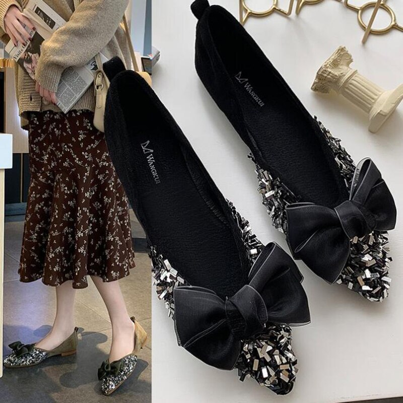 Femmes chaussures femme unique pompe chaussures Sequin Bow chaussures été confortable respirant chaussures D05