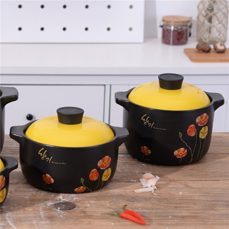 Korea Keramische Braadpan Soeppan Kleine Bloem Geel Deksel Stoofpot Steelpan Koken Gereedschap Huishoudelijke Keuken Levert Grote Kookpot