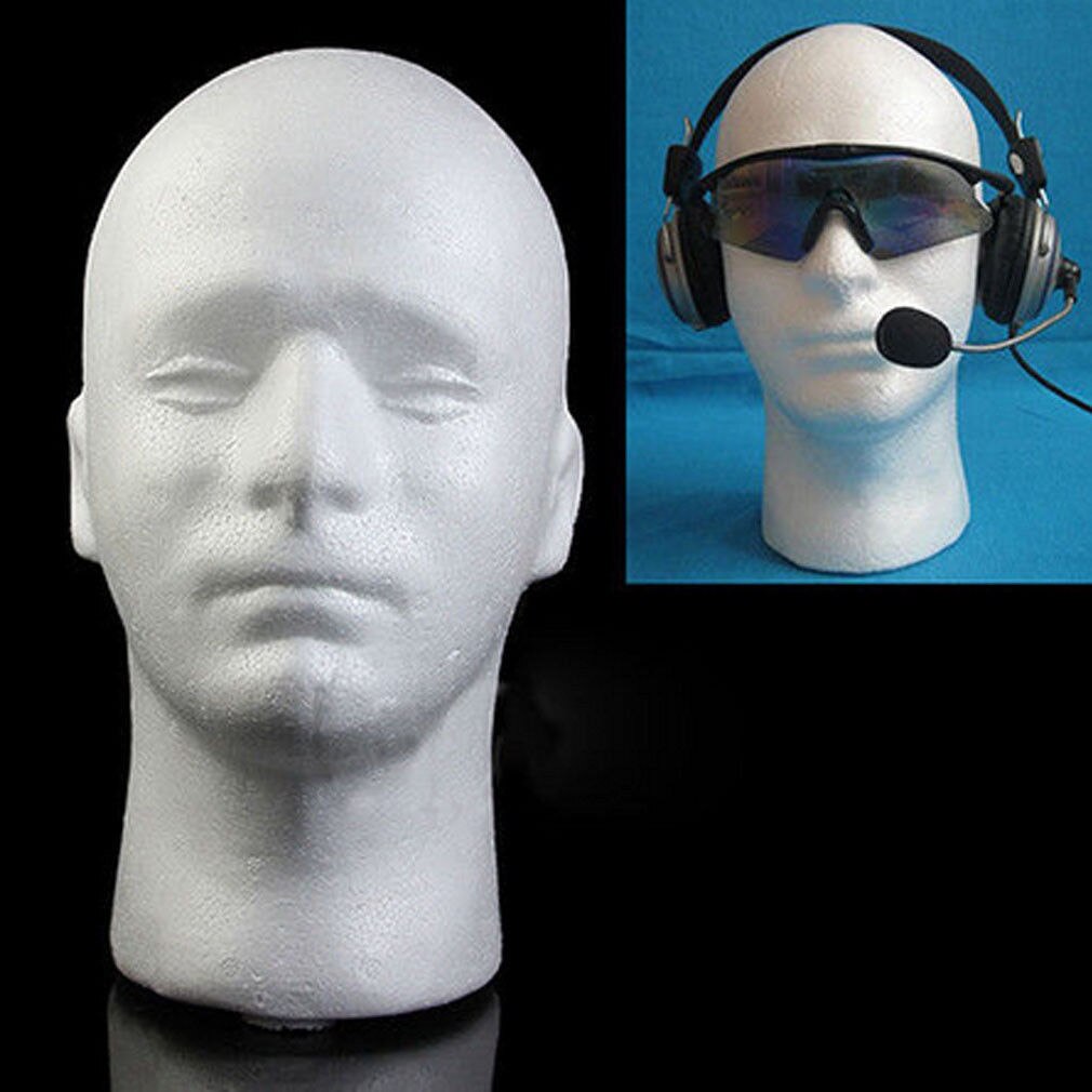 maniquí de espuma de poliestireno para hombre, modelo de cabeza de espuma, gafas, sombrero, peluca, soporte de exhibición,