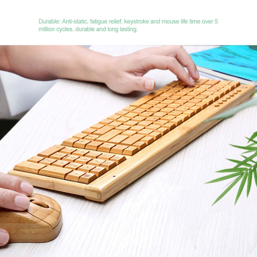 Items 201 Natural Eco-friendly Healthy Bamboo Wooden Wireless Keyboard and Mouse Combo