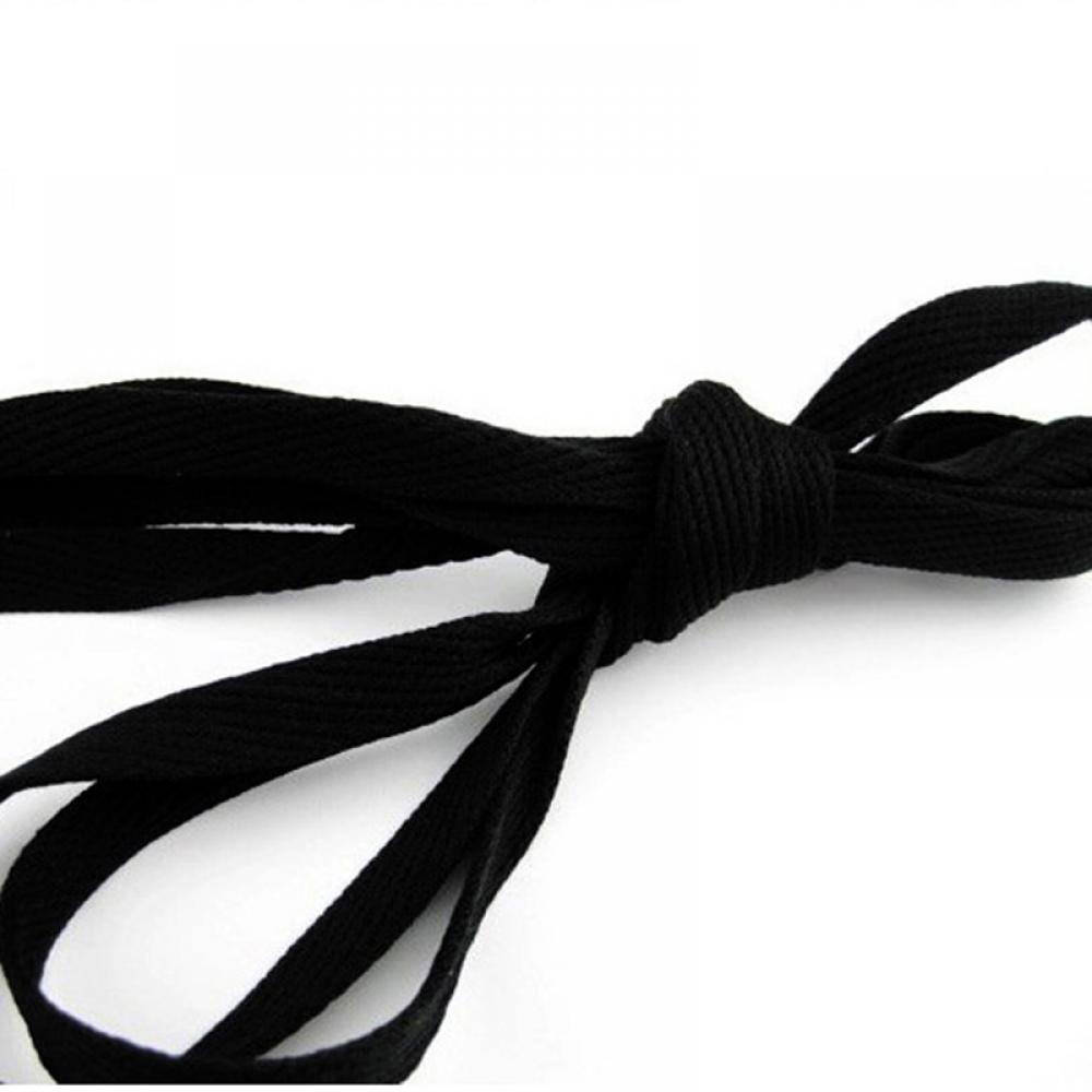 Cordones planos de poliéster, 6 colores, 110 cm, para zapatillas deportivas, para hombre y mujer, , 1 par: black