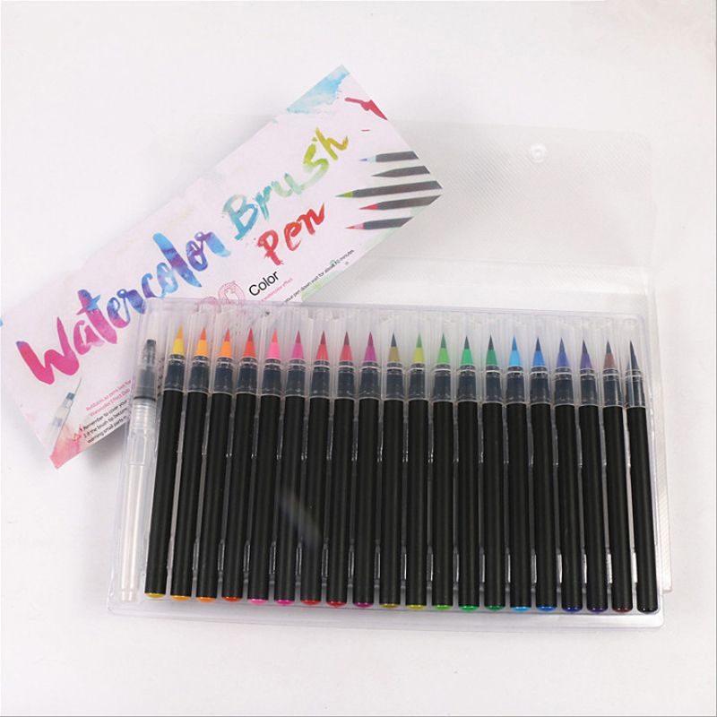 20 farben Pinsel Stifte Aquarell Stifte und 1 Wasser Pinsel Zu Farbe zeichnen Comic Kalligraphie Schriftzug Stift Zufällige Farbe Kunst liefert