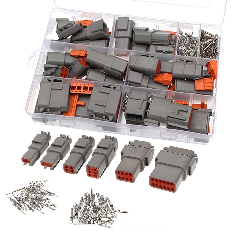 16 Set Electrical Connector Kit Waterproof Metal Male Female Cable Terminal Plug Kit Automotive Sealed Plug with 2-12 Pins
