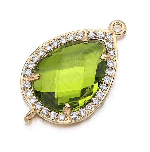 14*23mm Messing Zirconia Waterdruppels vorm Connectors DIY Sieraden Bevindingen Maken, Gat: 1.0mm Model: VS297: MULTI