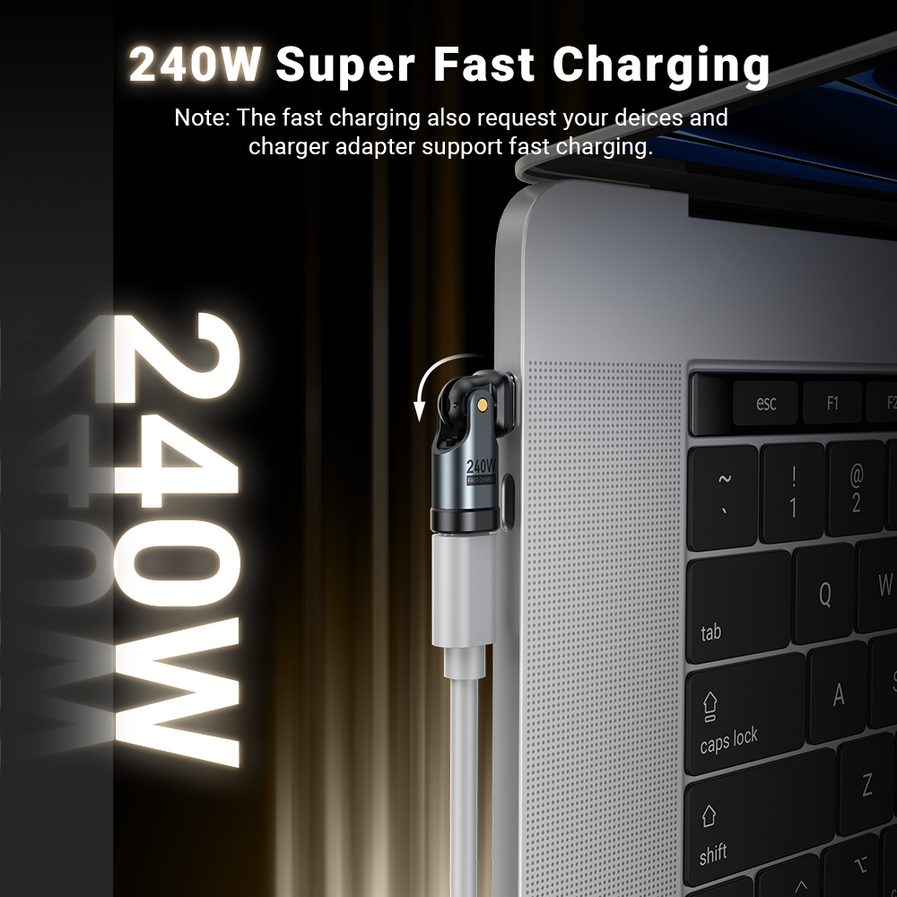 AUFU 240W OTG Adapter 180 Obrotowy Adapter USB Typu C Męski na Typ C Żeński Adapter OTG Szybkie Ładowanie Konwerter Do Macbooka Xiaomi Realme