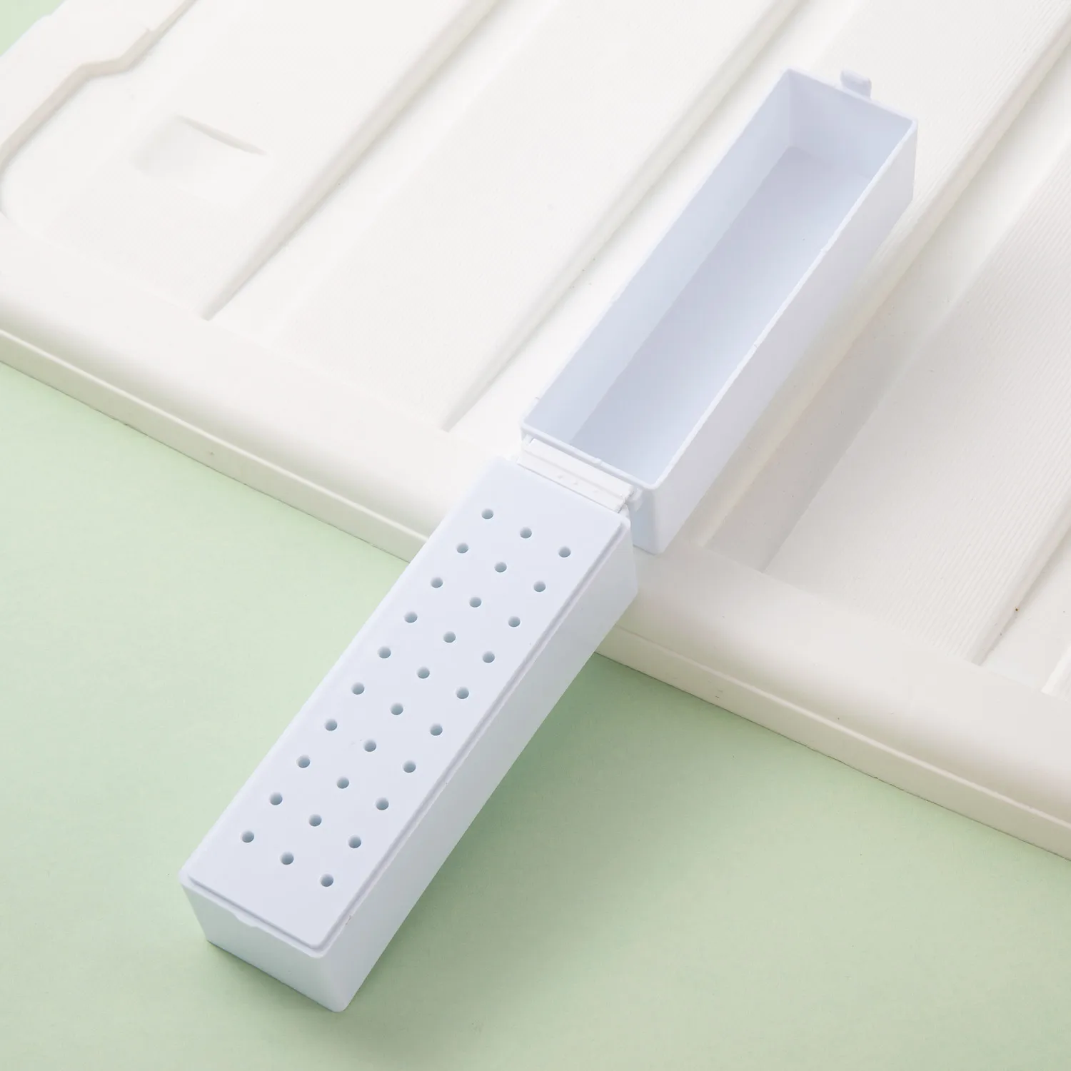 Förvaringslåda för 30- håls nagelborr, manikyrfräshållare, displayställ för nagelborr, hylla, manikyrverktyg