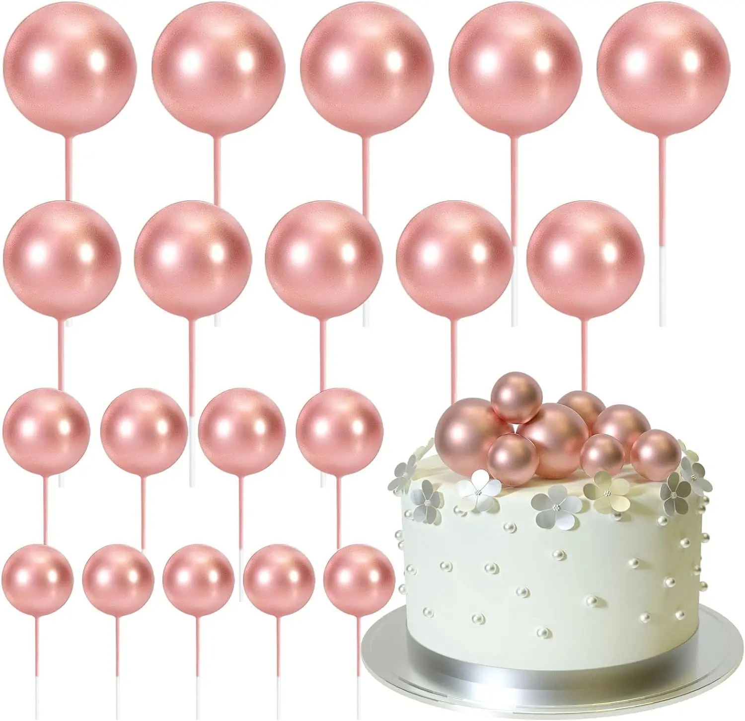 Décorations de décoration de gâteau mini ballon 20 pièces avec pics de boules d'or-décor de gâteau festif pour les célébrations: violet