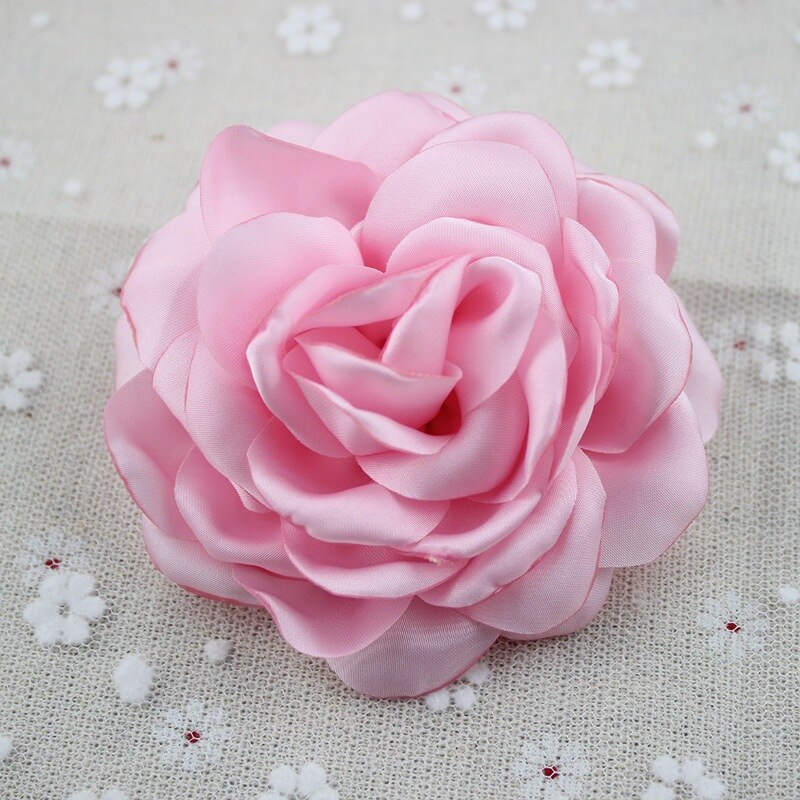 Brændte Satin Rose Blomster - Bryllupspynt DIY - 3 stk: 5 lyserøde