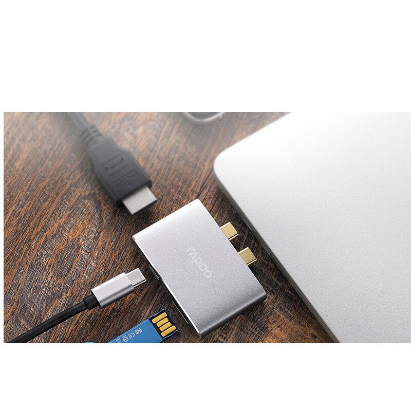 Original Rapoo XD20M USB Docking Station USB-C 3 Port Breakout Adapter For Apple MacBook Peripheral Expansion PD Charging