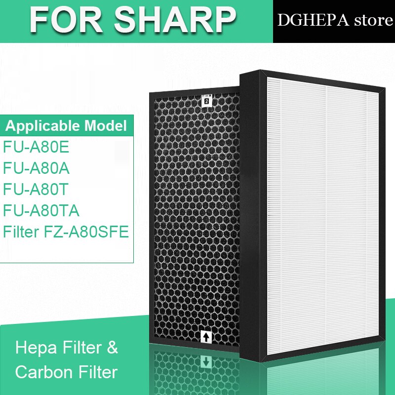 For Sharp Air purifier FU-A80T FU-A80E-W FU-A80E FU-A80A FU-A80A-W FU-A80TA Replacement HEPA Carbon filter FZ-A80SFE