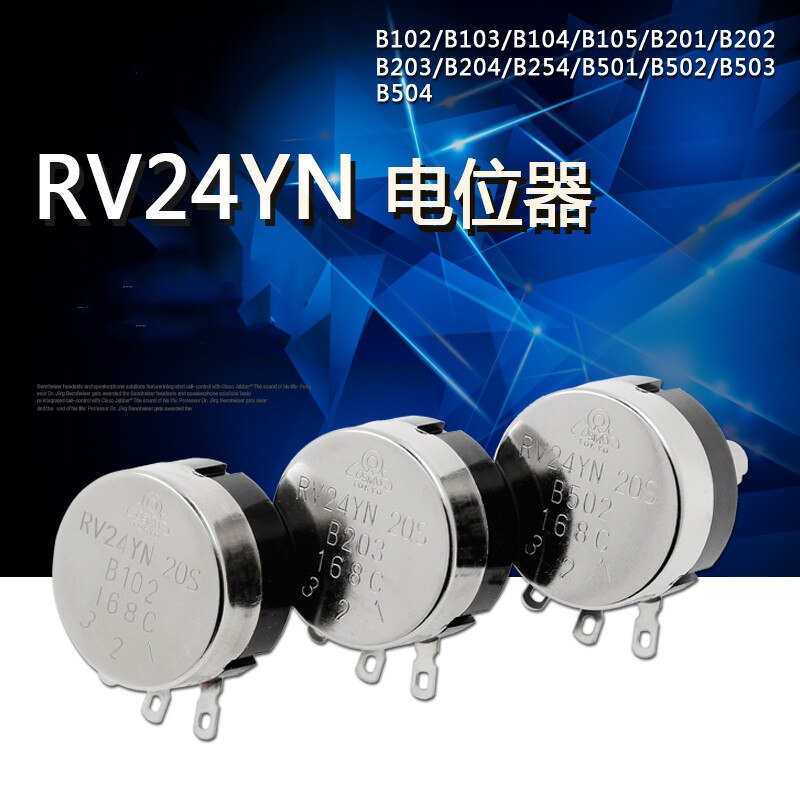 2pcs RV24YN20S B102 B202 B502 B103 B203 B503 B104 B105 10 20 5 1K K K K 100K 1M RV24YN Single Turn Rotary Potenciômetro De Carbono