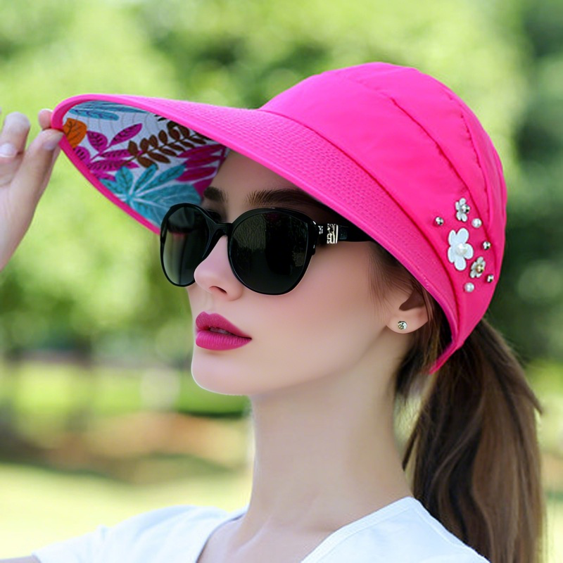 M-2Sun chapeau été ombre hHt pour femmes pliable Protection solaire plage grand chapeau à bords Protection UV cyclisme haut vide