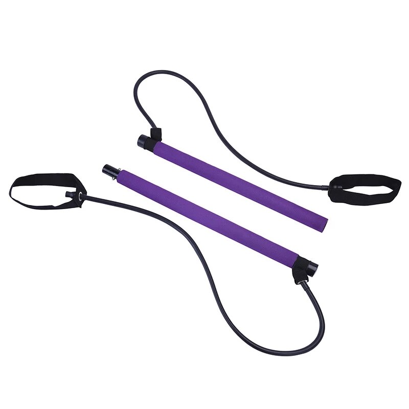 Pilates Stick Fitness gymstic Exercise Gymstick Bar with Resistance Band Foot Loops Gym Home Trainer Pilate Bar Stick Yoga Belts