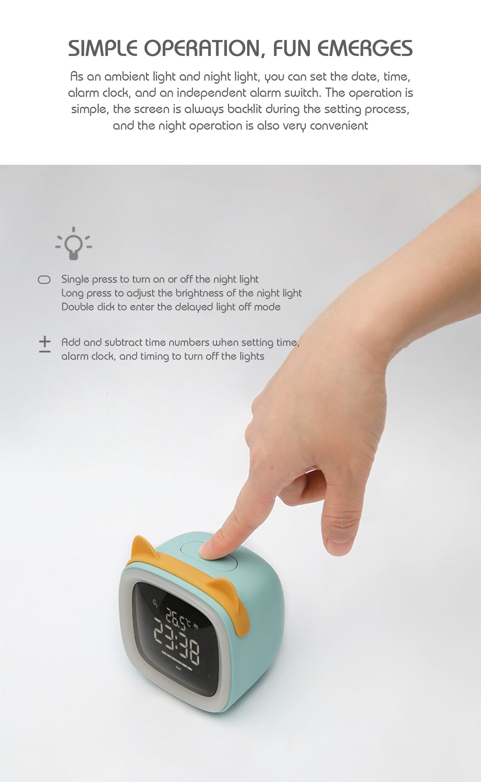 Cartoon Alarm Clocks Cute Tv Pet Kids Clock Multifunctional Digital Led Night Wake Up Light Table Clock Temperature Display