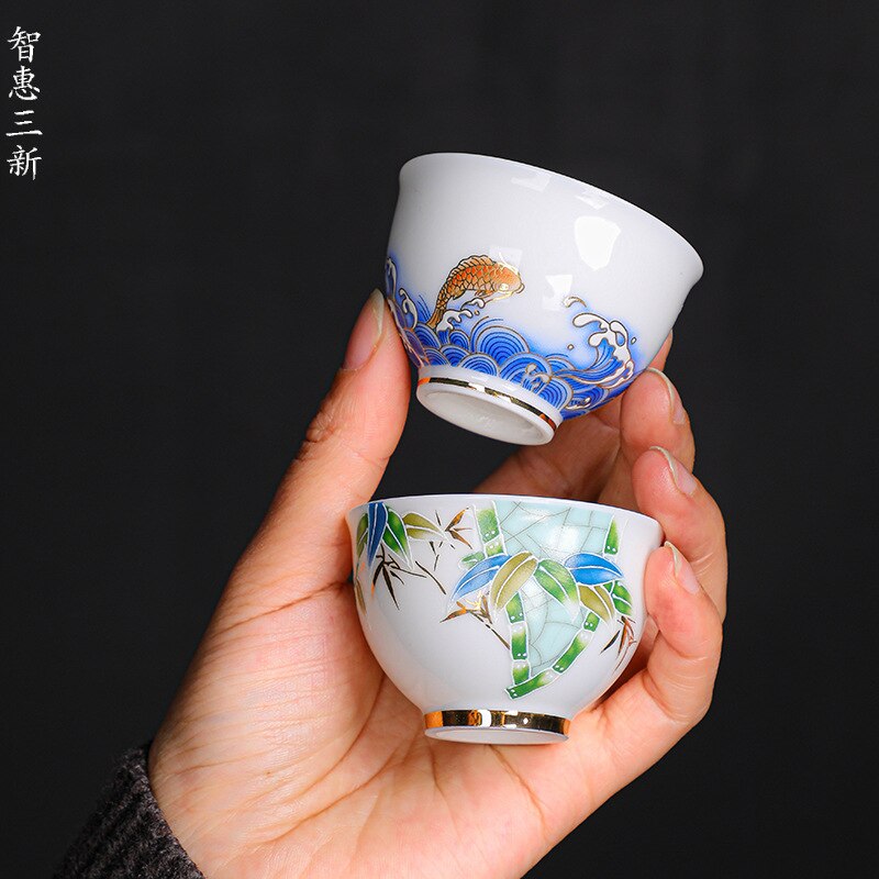 Hammel Fett Jade Weiß Porzellan günstig Kran Guanhai Keramik Tee Tasse Haushalt Kung Fu Tee-einstellen Tee Zeremonie Getränk