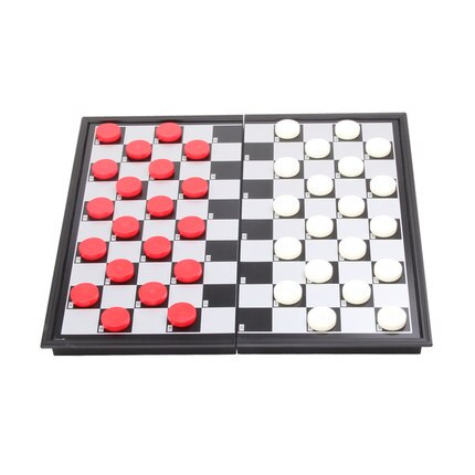 International Checkers Portable Plastic Chess Set 25*25*2cm Folding Checkerboard Magnetic Chess Game 100 Checker BSTFAMLY T11: Default Title